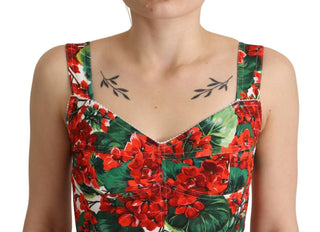 Dolce &amp; Gabbana Elegant Red Cropped Top with Geranium Print