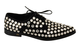 Dolce &amp; Gabbana Elegant Crystal-Embellished Lace-Up Flats