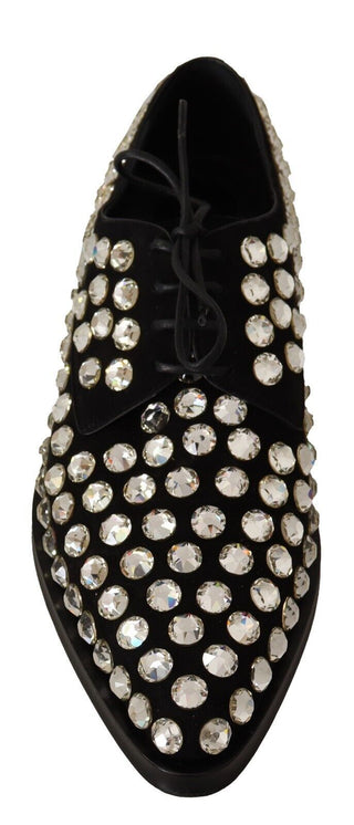 Dolce &amp; Gabbana Elegant Crystal-Embellished Lace-Up Flats