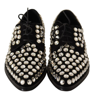 Dolce &amp; Gabbana Elegant Crystal-Embellished Lace-Up Flats