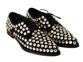 Dolce &amp; Gabbana Elegant Crystal-Embellished Lace-Up Flats