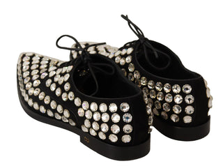 Dolce &amp; Gabbana Elegant Crystal-Embellished Lace-Up Flats