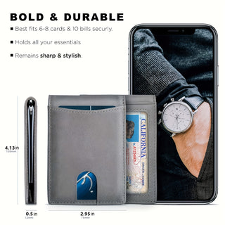 Men's Leather Multi Card Wallet One Piece RFID Blocking Wallet Ultra Slim Bifold Men's Wallet 