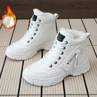 Women's Winter Thermal Snow Boots Side Zipper Fleece Lining Over The Knee Lace Up Boots Thick Sole Comfortable 