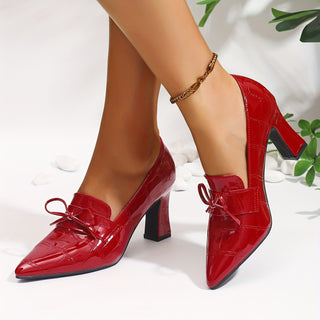 Elegant Women's Pointed Toe Knot High Heel Comfortable Wedding Formal Party Shoes Durable Rubber Sole 