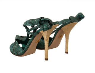 Dolce &amp; Gabbana Emerald Exotic Leather Heeled Sandals