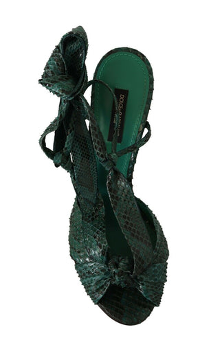 Dolce &amp; Gabbana Emerald Exotic Leather Heeled Sandals