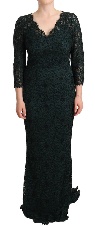 Dolce &amp; Gabbana Elegant Lace Floor-Length V-Neck Dress