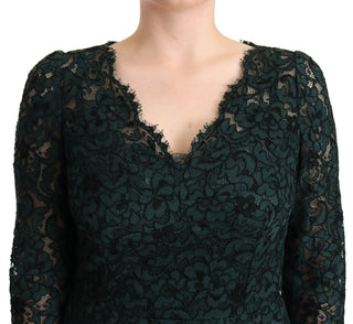 Dolce &amp; Gabbana Elegant Lace Floor-Length V-Neck Dress