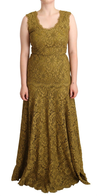 Dolce &amp; Gabbana Elegant Lace Floor-Length Sleeveless Gown