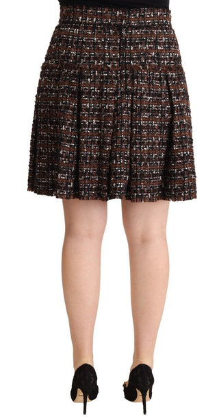 Dolce &amp; Gabbana Chic Brown A-line Pleated Mini Skirt