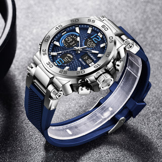 Men's Sports Watch, Dual Display Digital Quartz Watch Waterproof, Multifunction Luminous Chronograph Alarm Watch, Perfect Gift 