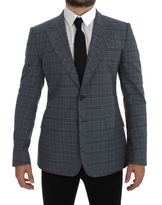 Dolce &amp; Gabbana Elegant Blue Checkered Slim Fit Blazer