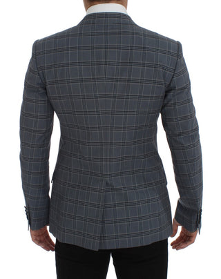 Dolce &amp; Gabbana Elegant Blue Checkered Slim Fit Blazer