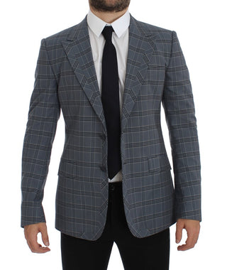 Dolce &amp; Gabbana Elegant Blue Checkered Slim Fit Blazer