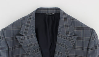 Dolce &amp; Gabbana Elegant Blue Checkered Slim Fit Blazer