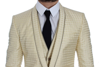 Dolce &amp; Gabbana Sophisticated Beige Polka Dotted Blazer &amp; Vest