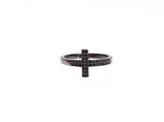 Nialaya Exquisite Black CZ Crystal Sterling Silver Ring