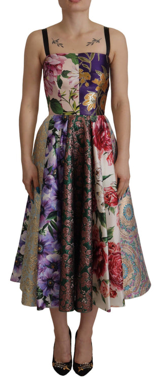 Dolce &amp; Gabbana Patchwork Elegance Silk Blend Dress