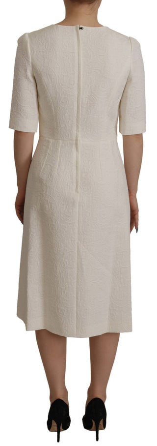 Dolce &amp; Gabbana Exquisite Jacquard Midi Dress in White