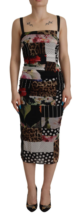 Dolce &amp; Gabbana Elegant Patchwork Midi Silk Blend Dress