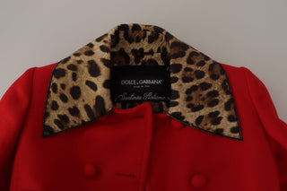 Dolce &amp; Gabbana Elegant Red Leopard Trench Coat