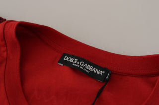 Dolce &amp; Gabbana Elegant Red Crewneck Cotton Tee