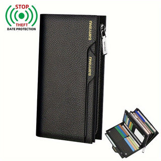 2024 New Long Leather Wallet with Zipper Closure, Multiple Card Slots, and Driver's License Holder - Size 19.5cm x 7.67cm x 3.5cm 