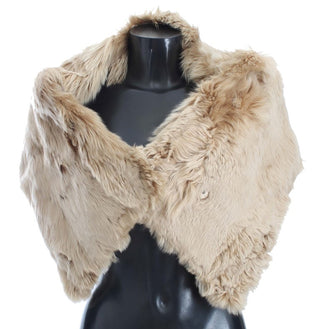 Dolce &amp; Gabbana Elegant Alpaca Fur Shoulder Wrap in Beige