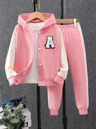 Toddler Girls 2 Piece Outfits Hooded Sweatshirt and Velvet Joggers Pants Kids Clothes Spring Autumn Outdoor 