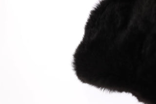 Dolce &amp; Gabbana Chic Black Weasel Fur Hooded Scarf Wrap