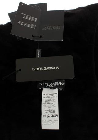 Dolce &amp; Gabbana Chic Black Weasel Fur Hooded Scarf Wrap