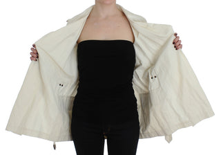 PLEIN SUD Elegant White Wrap Trench Jacket