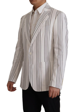 Dolce &amp; Gabbana Elegant Striped Cotton Blend Blazer