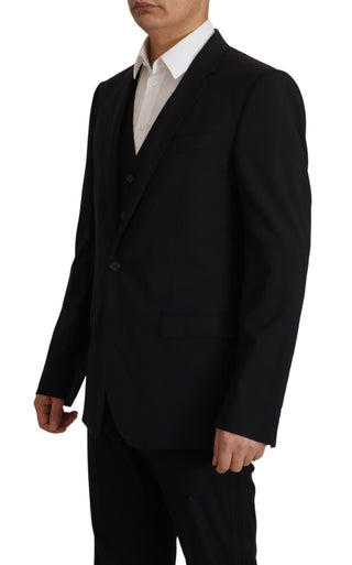 Dolce &amp; Gabbana Elegant Black Martini Blazer and Vest Ensemble