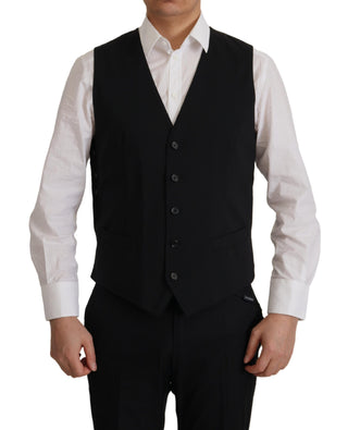 Dolce &amp; Gabbana Elegant Black Martini Blazer and Vest Ensemble