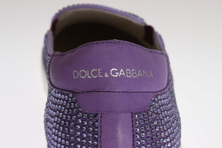 Dolce &amp; Gabbana Elegant Purple Strass Fashion Sneakers