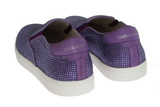 Dolce &amp; Gabbana Elegant Purple Strass Fashion Sneakers