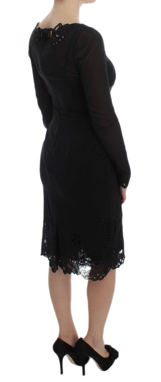 Dolce &amp; Gabbana Elegant Black Floral Lace Sheath Dress