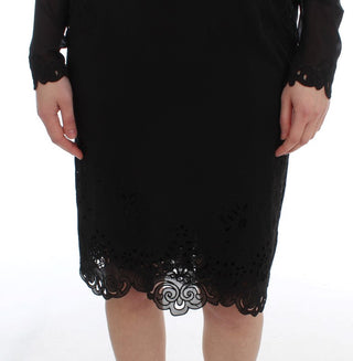 Dolce &amp; Gabbana Elegant Black Floral Lace Sheath Dress