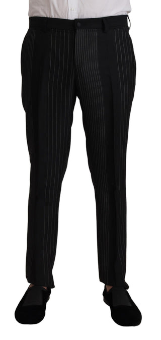 Dolce &amp; Gabbana Elegant Black Striped Slim Fit Two-Piece Suit