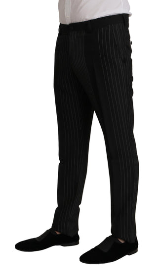 Dolce &amp; Gabbana Elegant Black Striped Slim Fit Two-Piece Suit