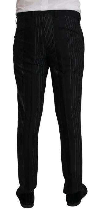 Dolce &amp; Gabbana Elegant Black Striped Slim Fit Two-Piece Suit