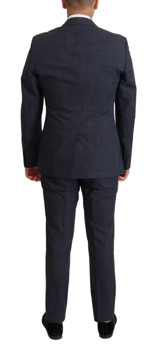 Dolce &amp; Gabbana Elegant Dark Blue Cotton Three Piece Martini Suit