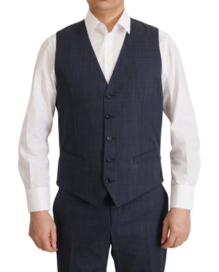 Dolce &amp; Gabbana Elegant Dark Blue Cotton Three Piece Martini Suit