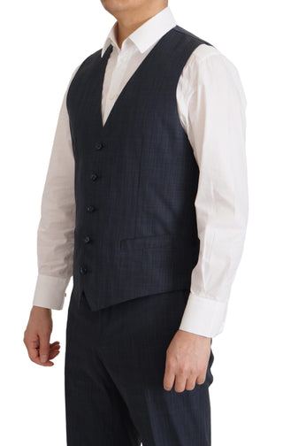 Dolce &amp; Gabbana Elegant Dark Blue Cotton Three Piece Martini Suit