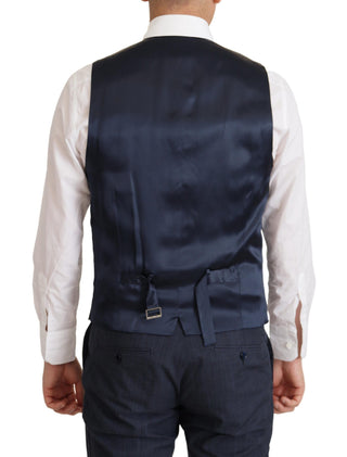 Dolce &amp; Gabbana Elegant Dark Blue Cotton Three Piece Martini Suit