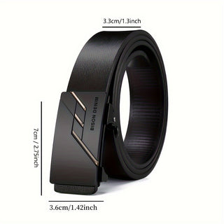 Genuine Leather Men's Belt, Automatic Metal Buckle Belt, Classic Fashion Belt for Men, Perfect Gift Choice 