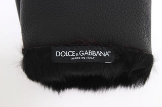 Dolce &amp; Gabbana Elegant Black &amp; Bordeaux Leather Gloves