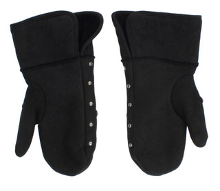 Dolce &amp; Gabbana Elegant Studded Gray Wool Gloves